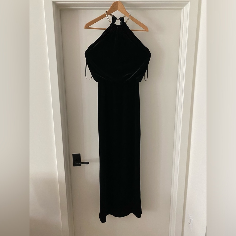 Velvet Dress with Silver Halter